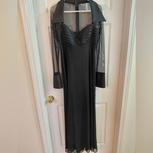 JS Collections Elegant Black Sheer Sleeve Dress